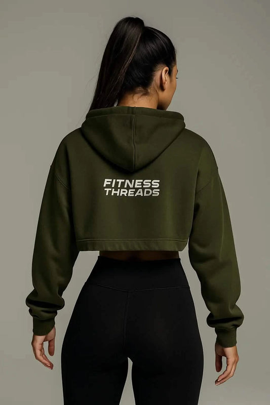 Cropped Oversized Hoodie Olive - Product Type