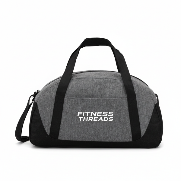 FitnessThreads gray gym bag on white background