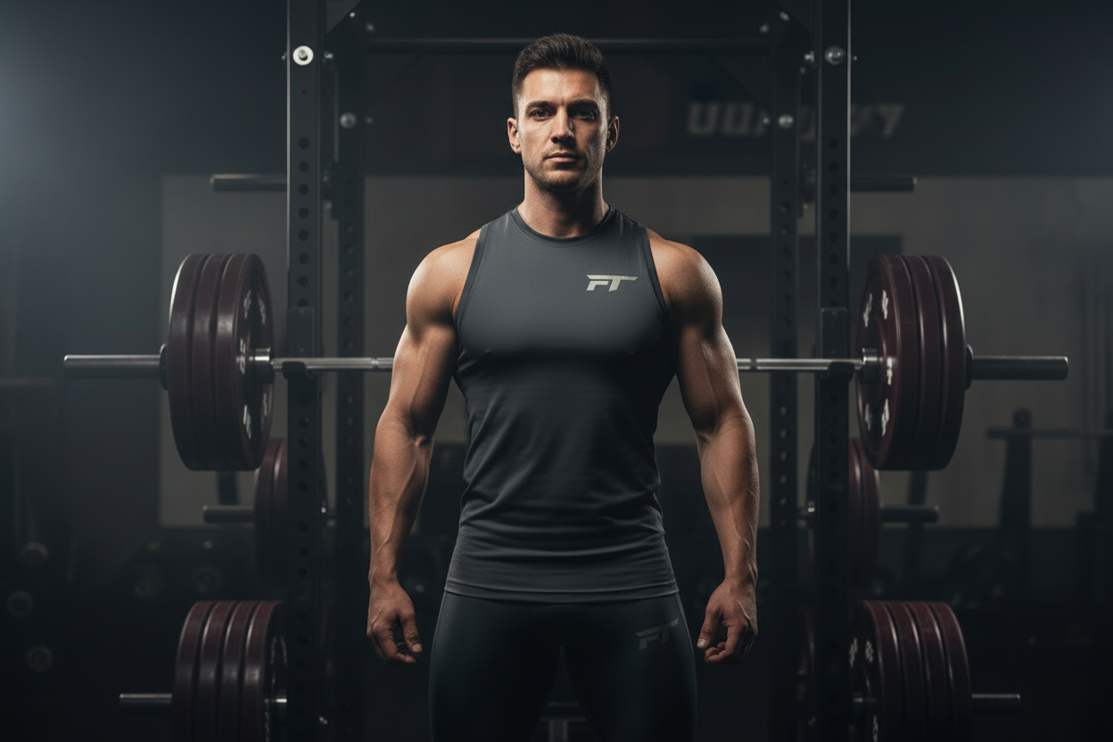 Male barbell portrait 1