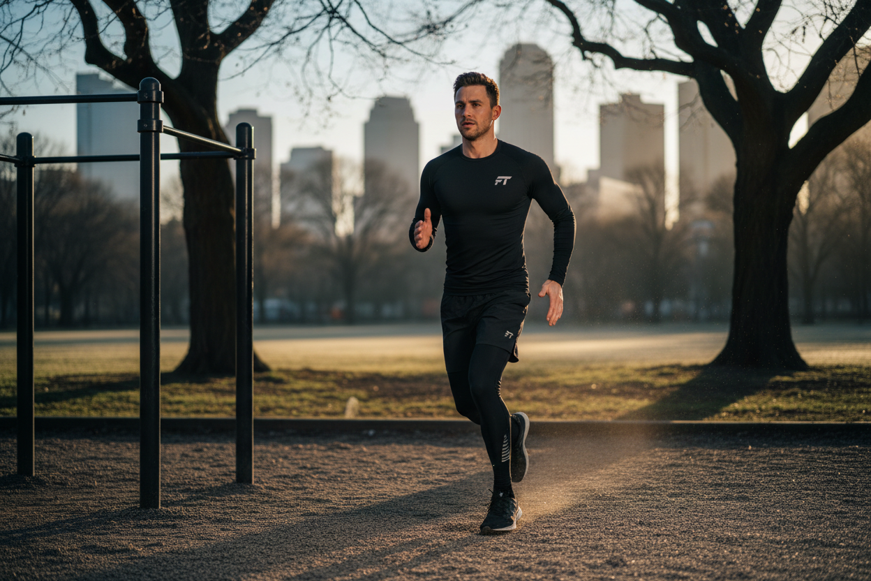 Men's fitness lifestyle with FT logo